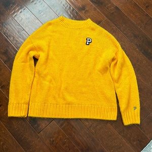 Yellow oversized pink knit sweater Victoria’s Secret Pink